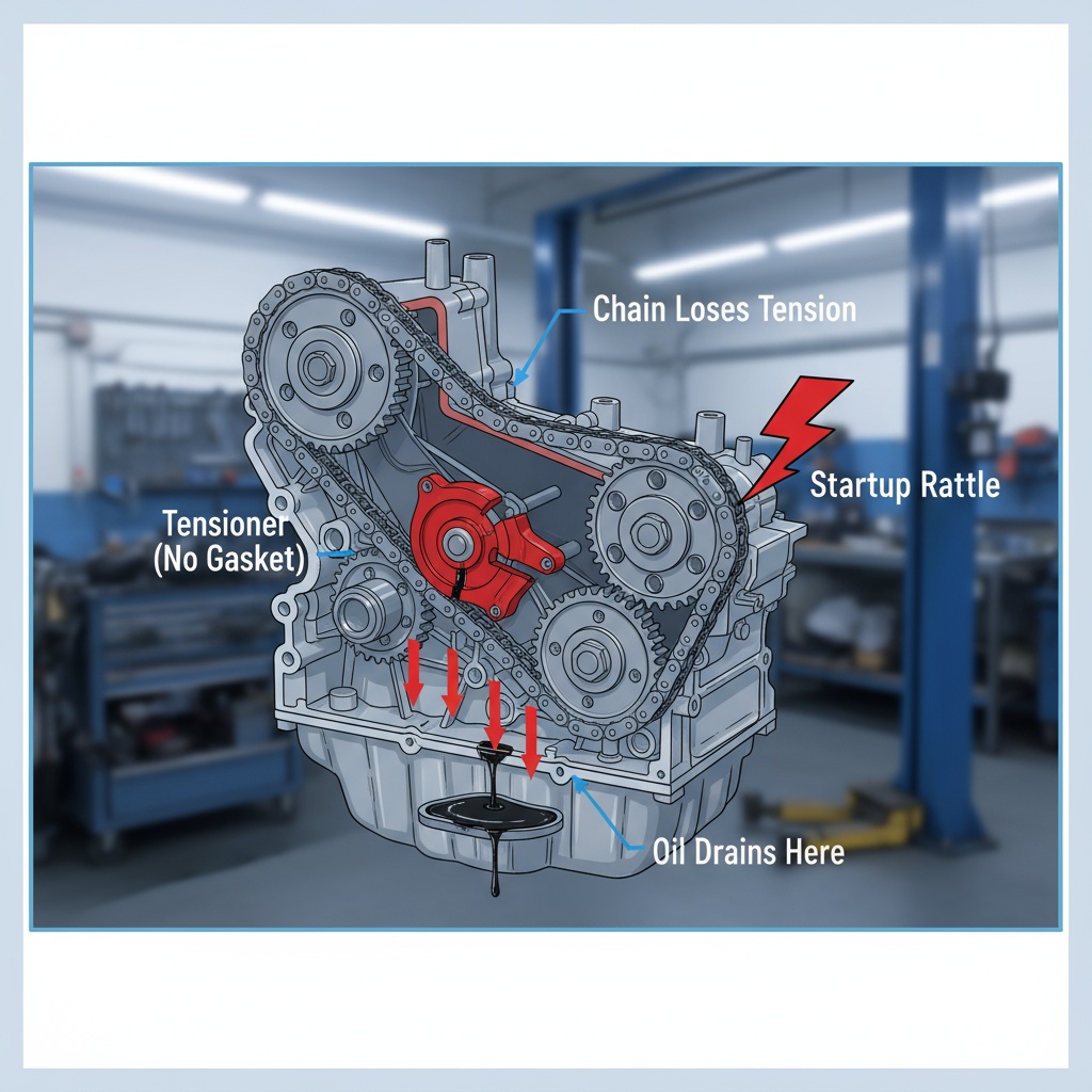 1.6 CDTi timing chain problem diagram showing oil drainage issue