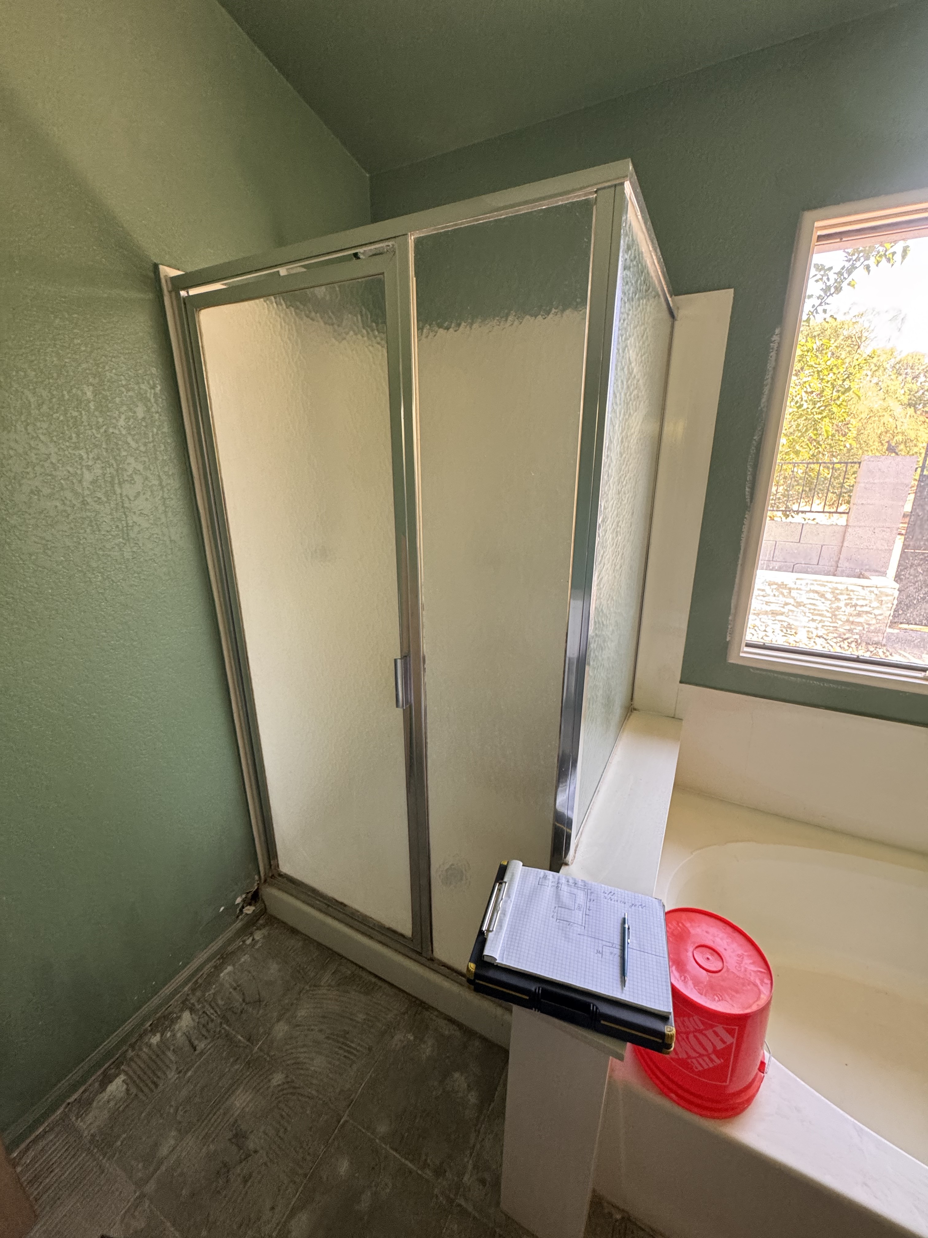 Shower Before - Original Frosted Sliding Doors