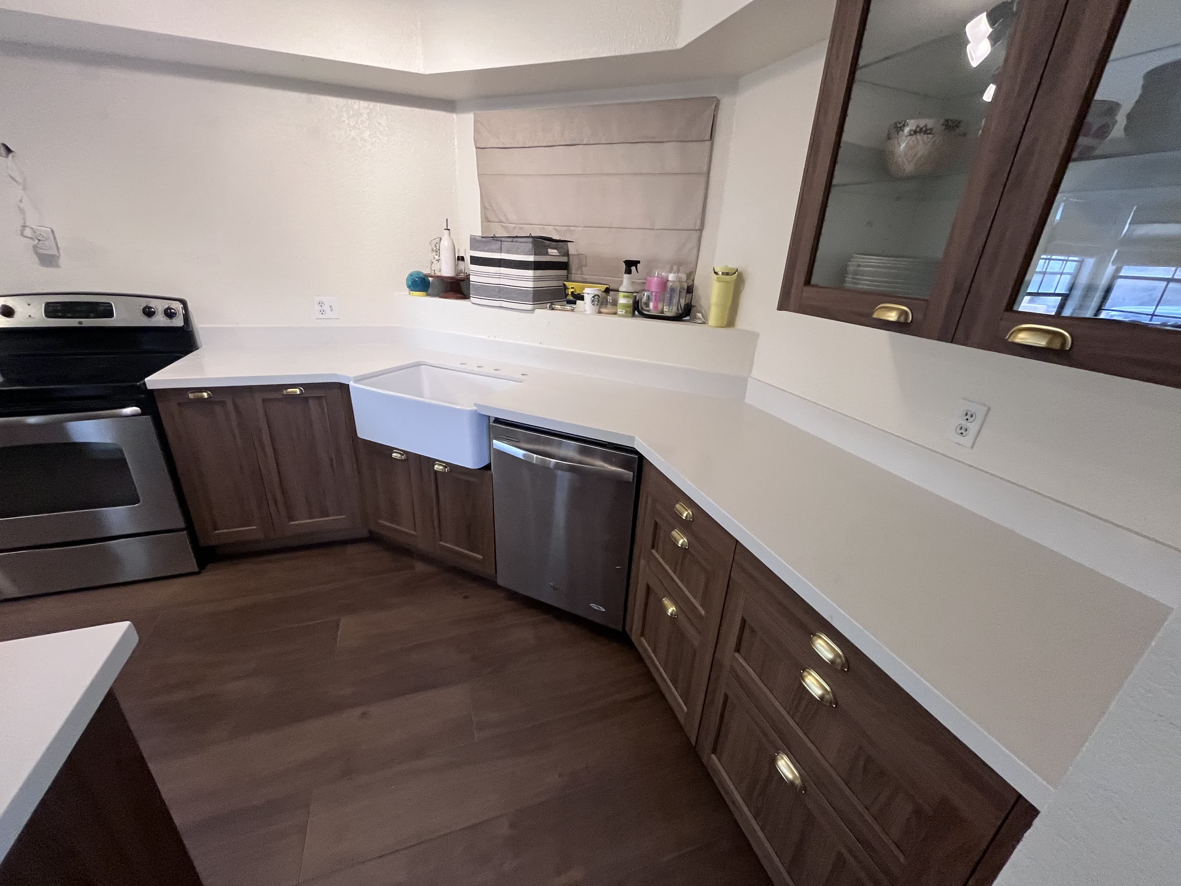Kitchen Countertop Upgrade - White Quartz & Farmhouse Sink