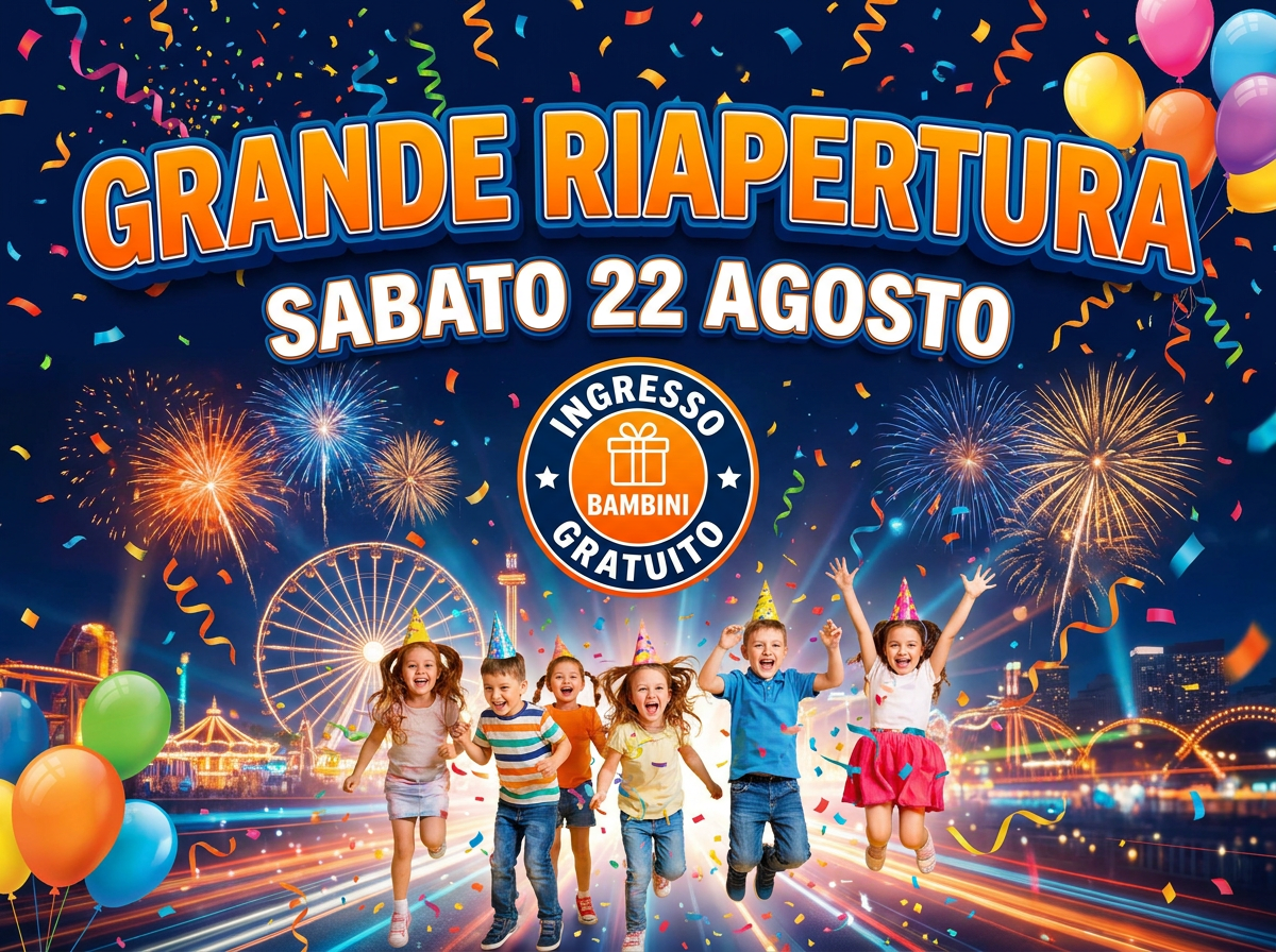 Grande Riapertura - Sabato 22 Agosto - Ingresso Bambini Gratuito