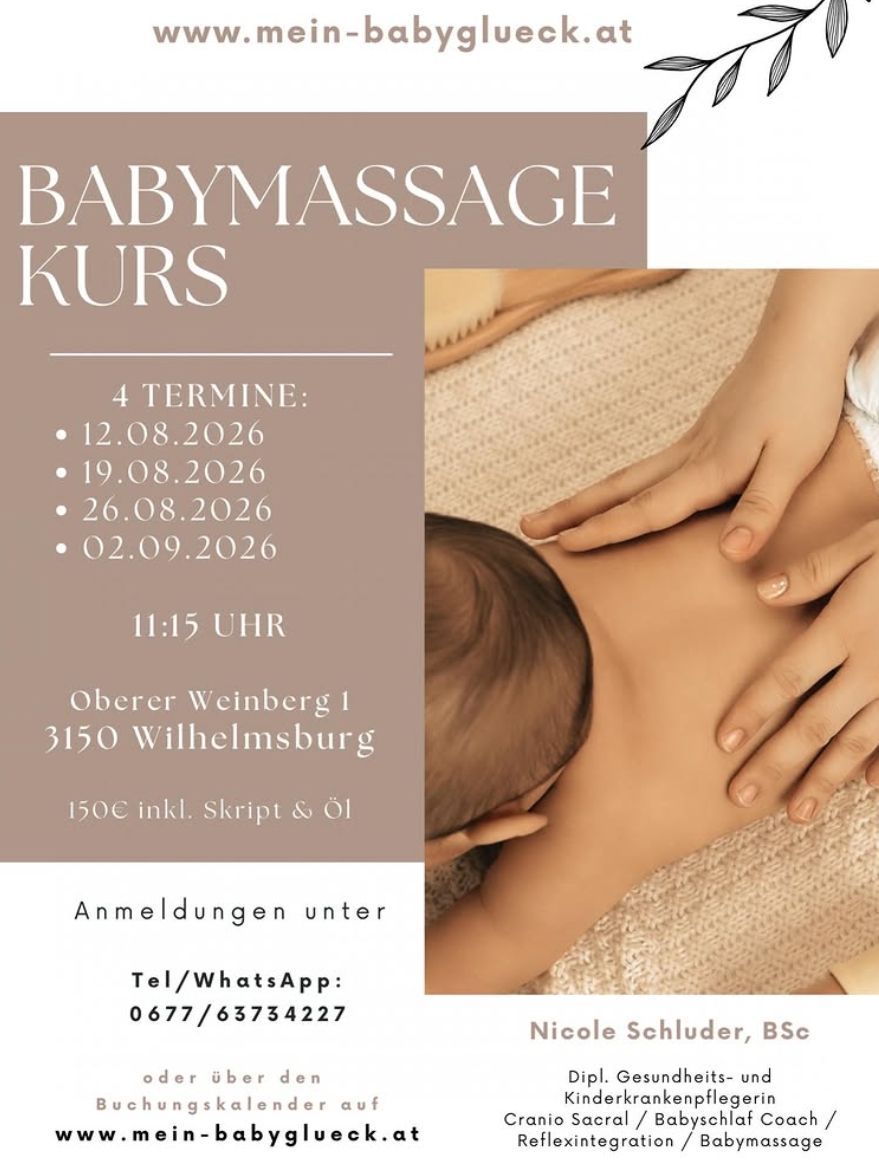 Babymassage Kurs – Termine im August in Wilhelmsburg