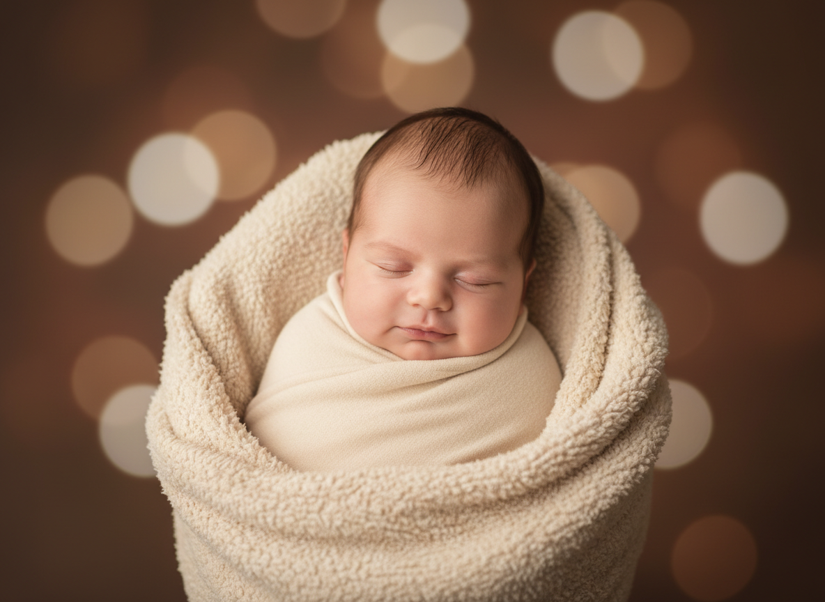 Friedlich schlafendes Baby in warmen Farben