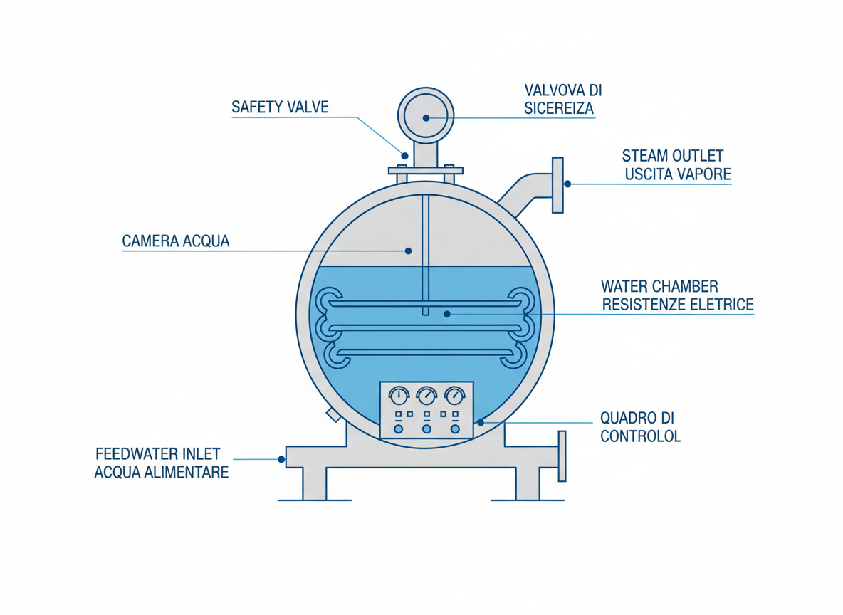 Schema tecnico caldaia elettrica