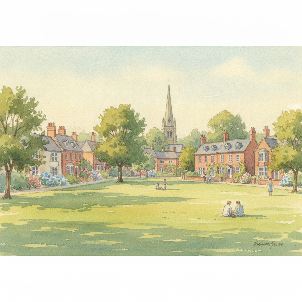 Muster Green and St Wilfrid's Church in Haywards Heath, West Sussex