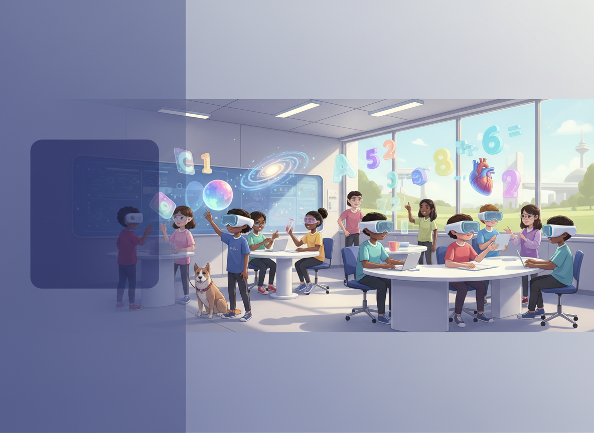 Children learning with immersive XR technology
