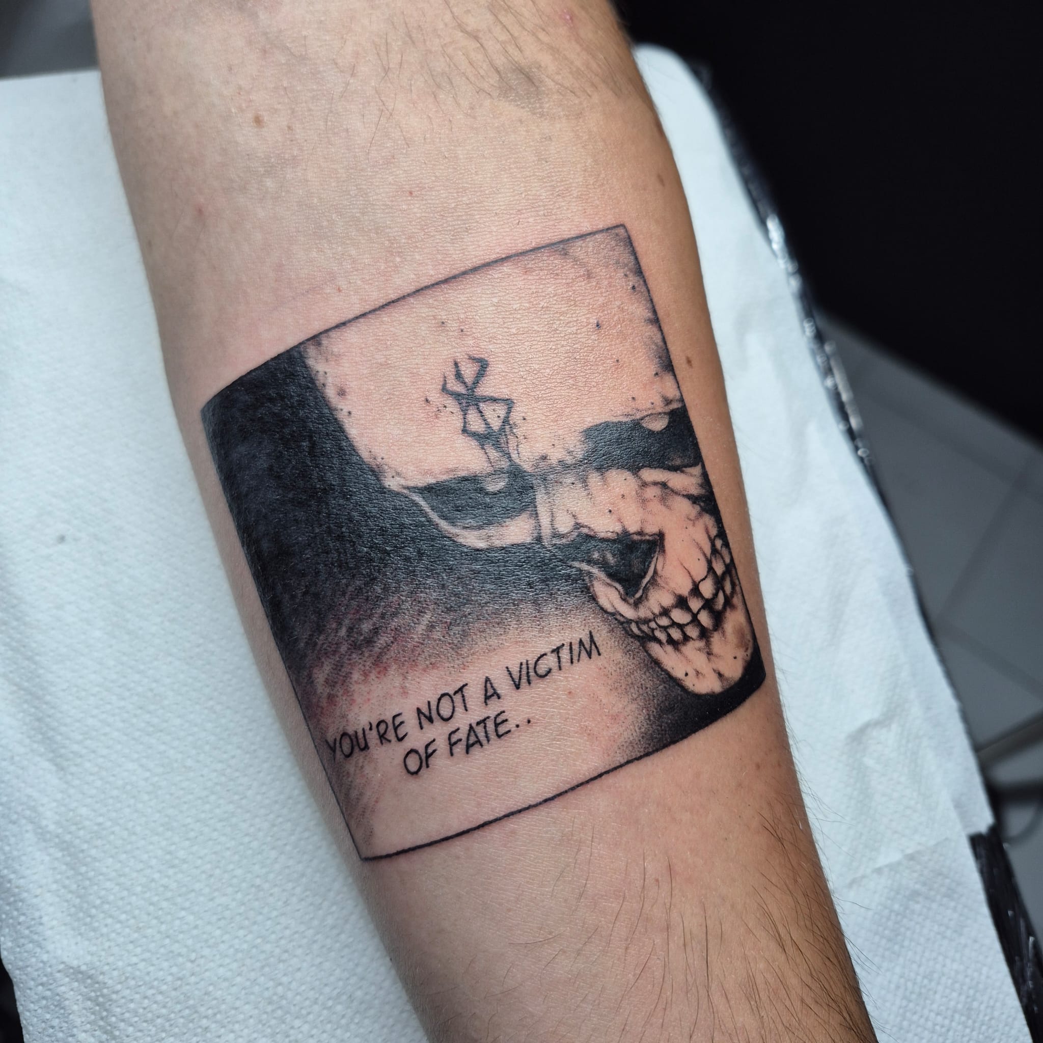 Skull you are not a victim of fate tattoo by Luca Falzon