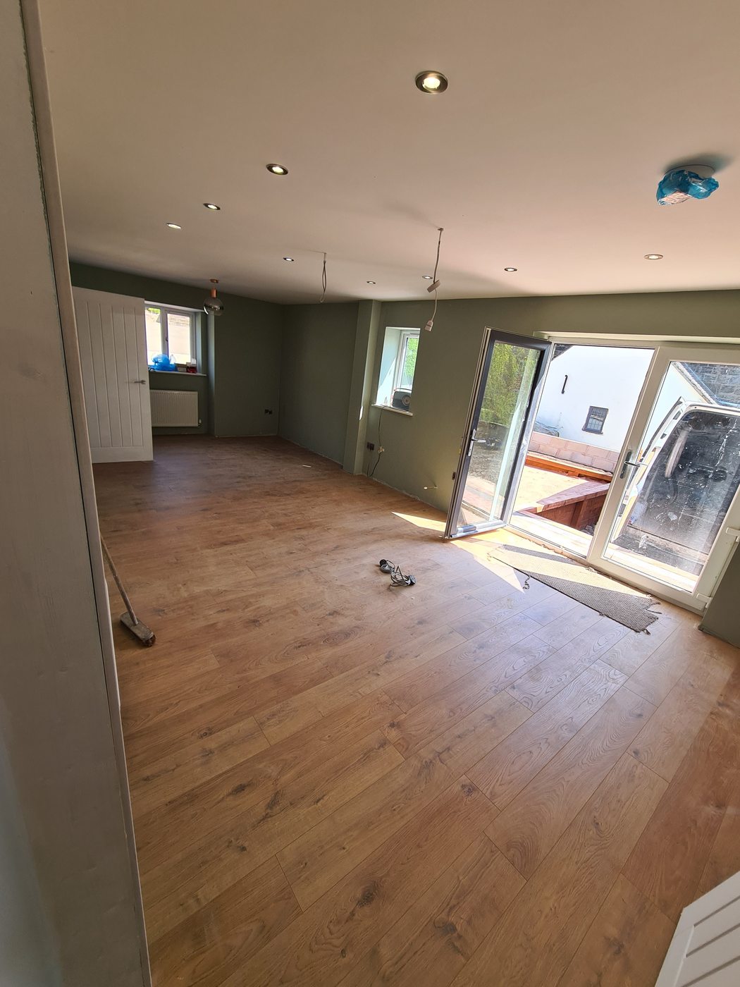 Flooring laid, kitchen not yet installed