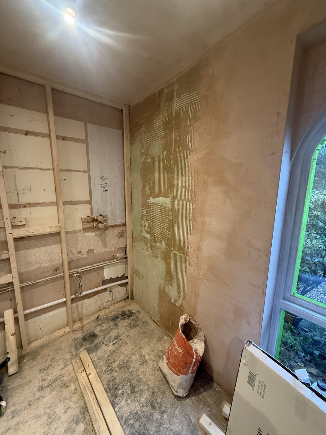Stud framing & plumbing first fix
