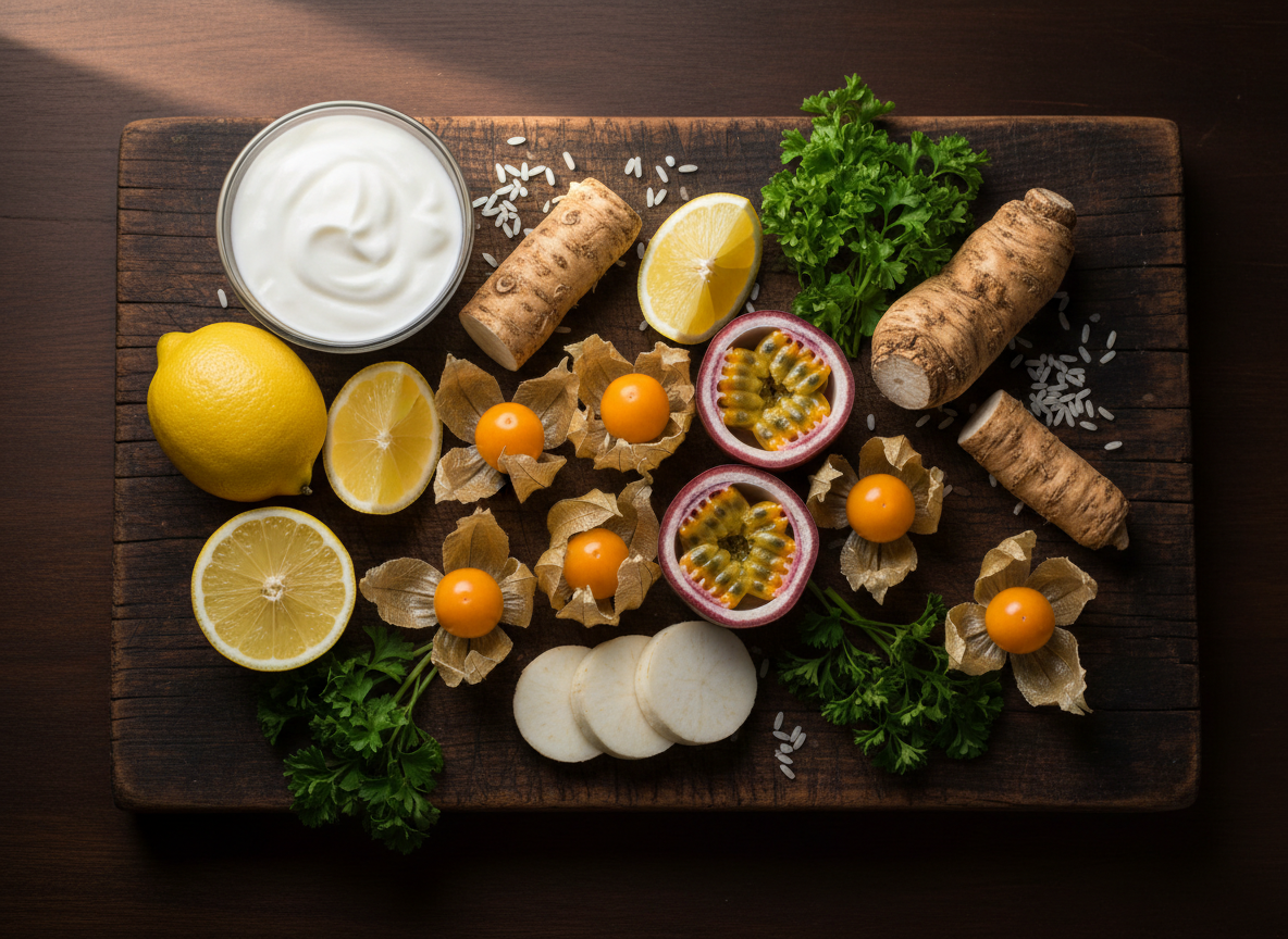 Ingredientes naturales Flora Liv FuXion - Prebióticos probióticos aguaymanto granadilla limón