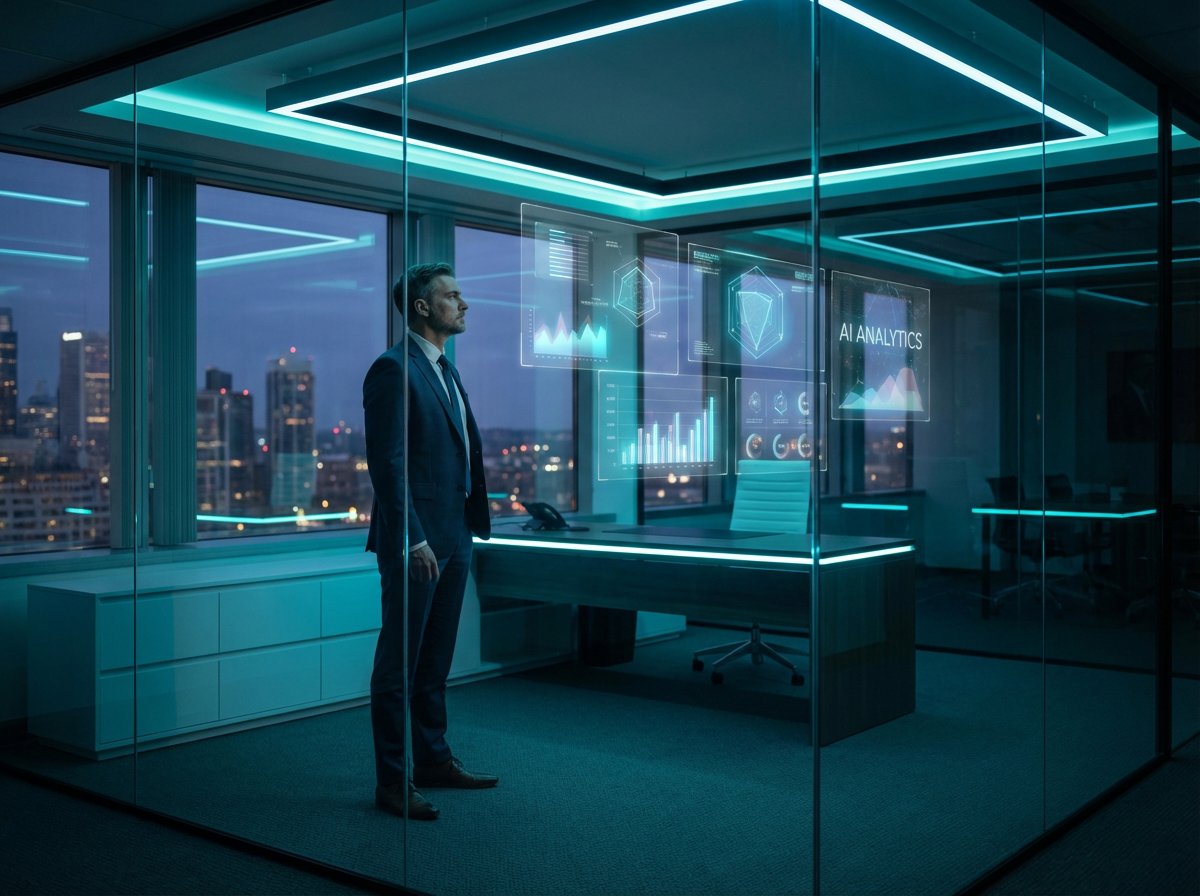Business leader working with AI technology