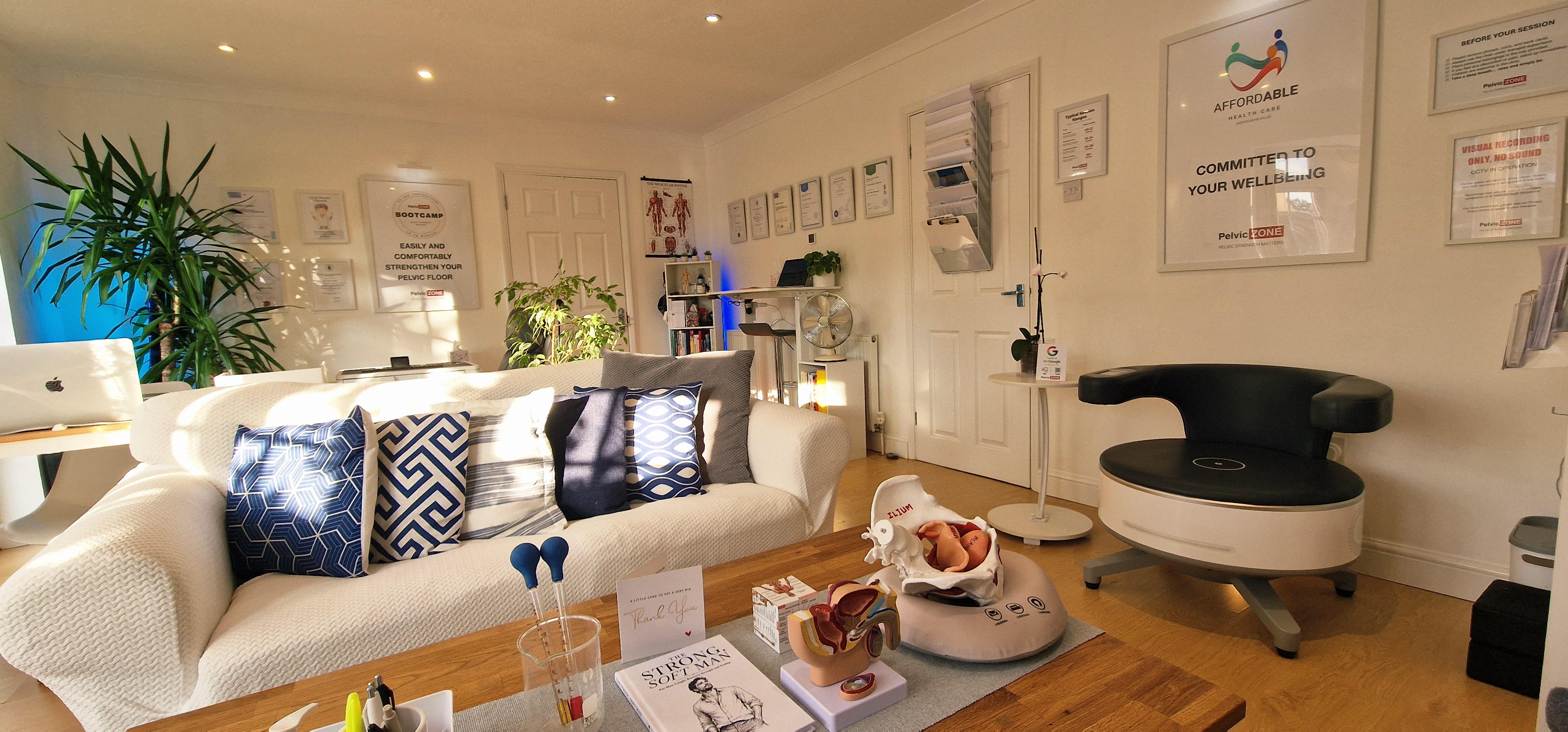 The Pelvic Zone studio in Chelmsford — a calm, private treatment room.