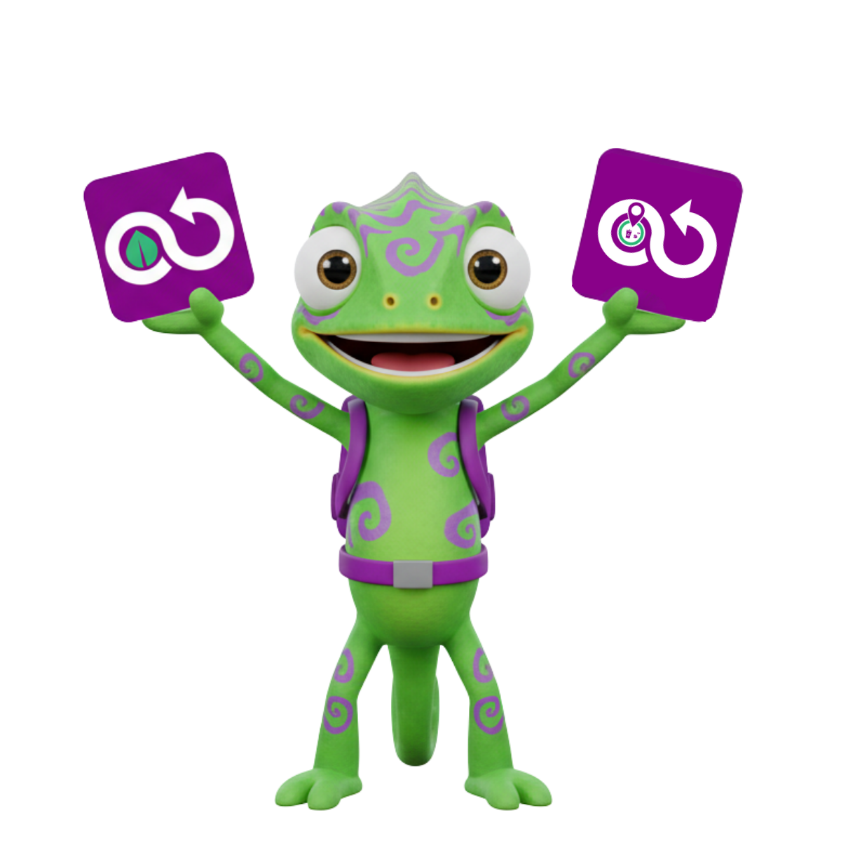 ZeL the Cleaneleon holding ZeLoop icons