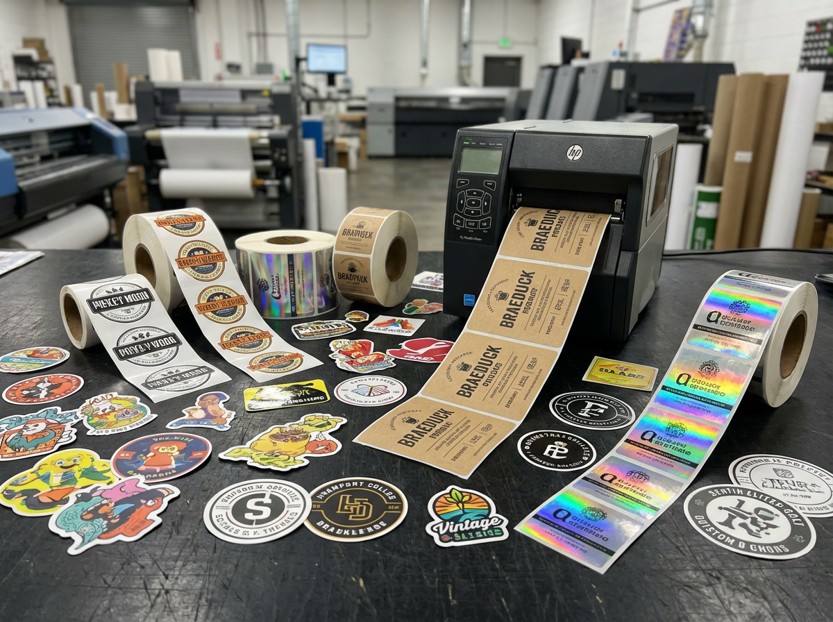 Custom die-cut stickers and product labels printed by Printhub Malta