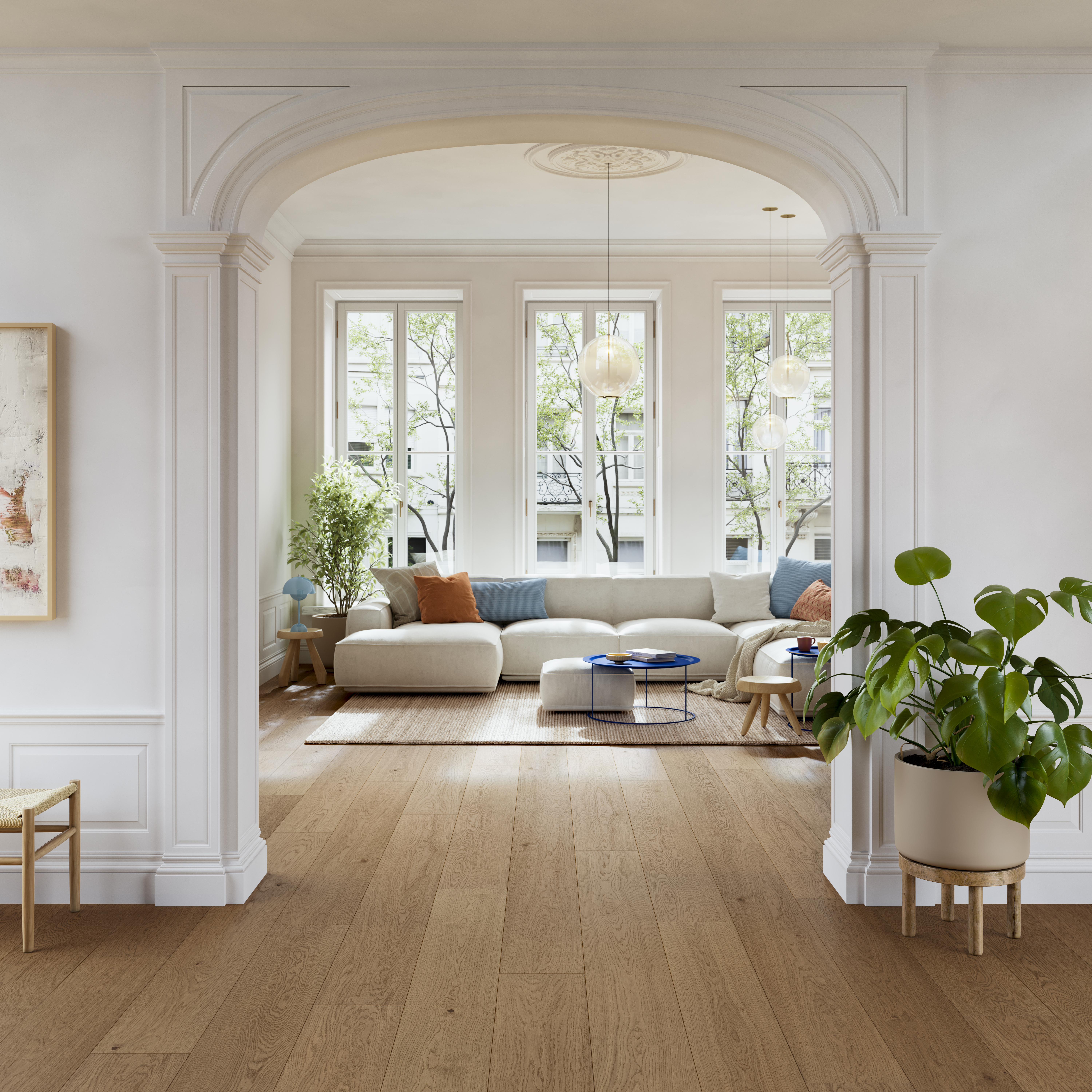 PAR-KY fineerparket vloerverwarming in een modern interieur