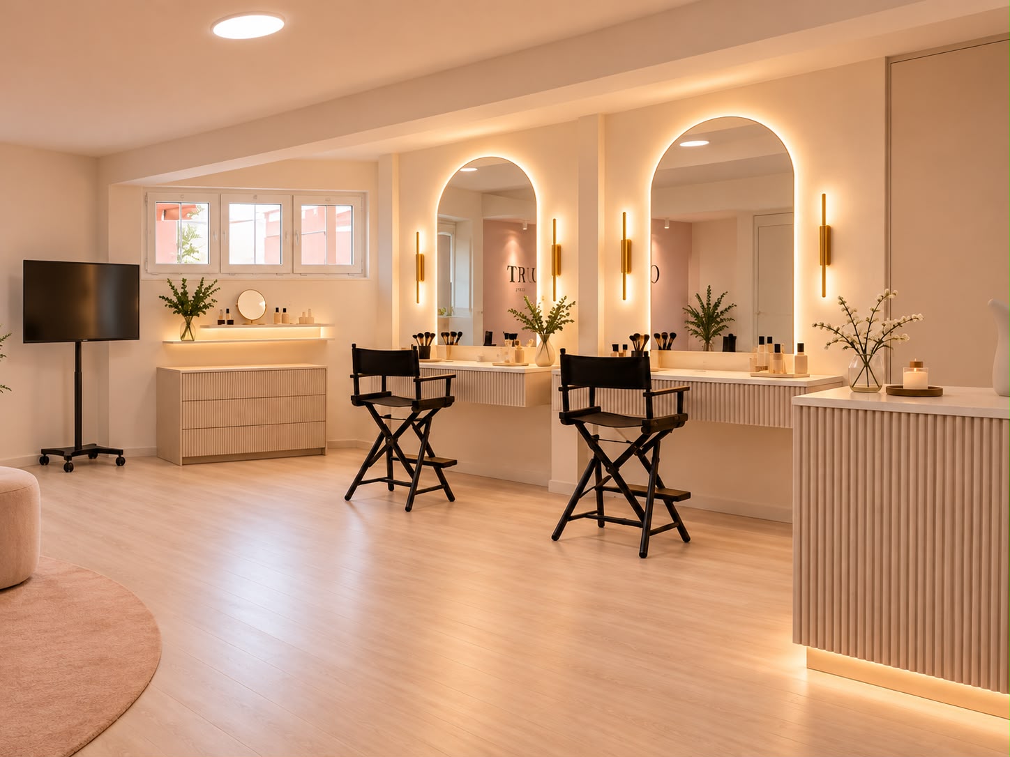 Puestos de maquillaje con espejos iluminados