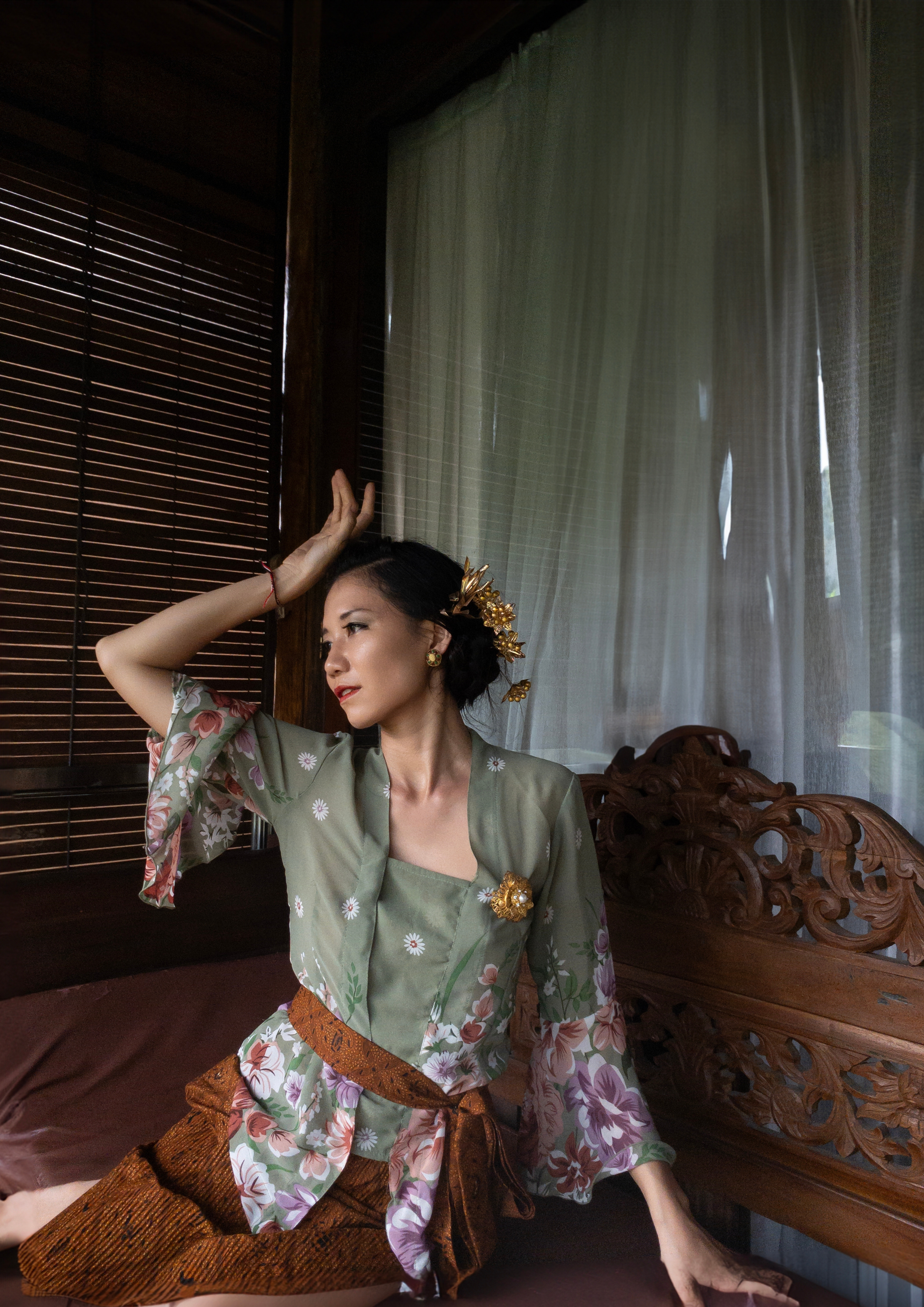 Remote headshot session - Bali, traditional Balinese portrait with cultural styling