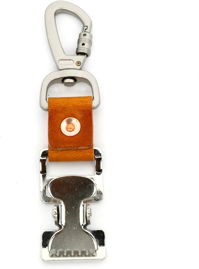 Brown Leather Glove Clip - Metal Hook