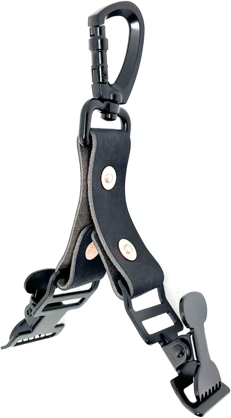 2-Clip Leather Glove Holder - Belt Hook