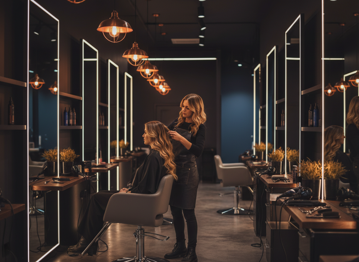 Beauty Salon Content – Friseur bei der Arbeit im modernen Salon