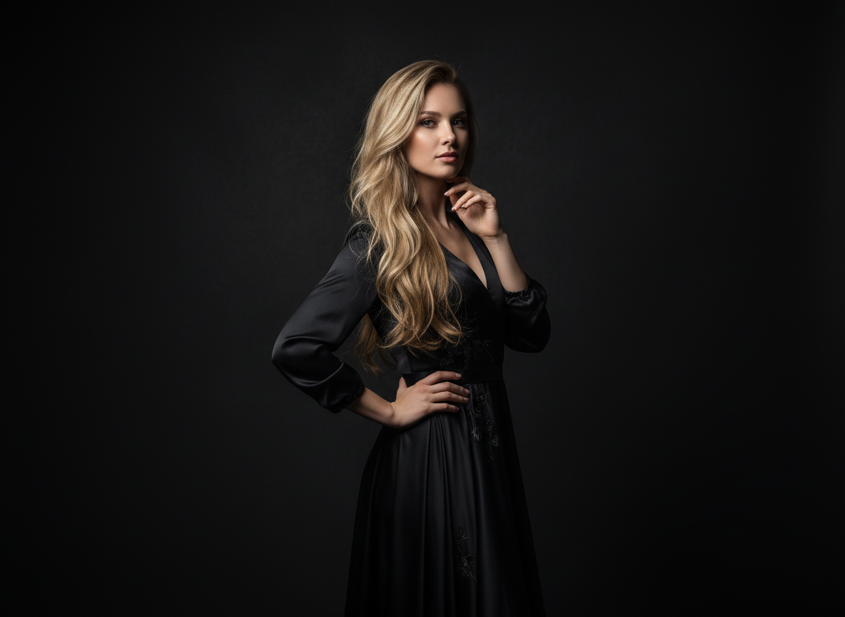 Portrait Fotografie – Frau im schwarzen Kleid