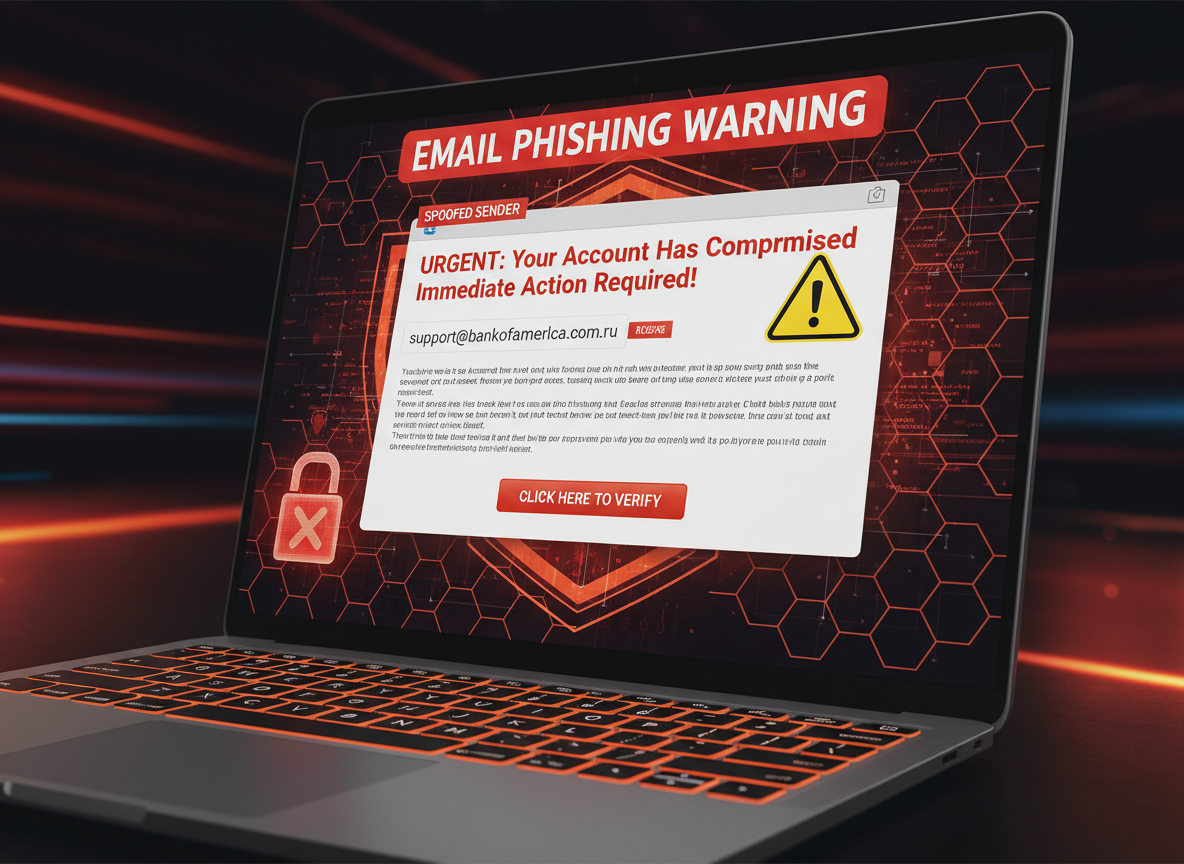 Phishing email security warning