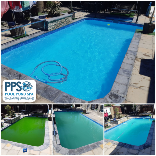 Green pool before and after