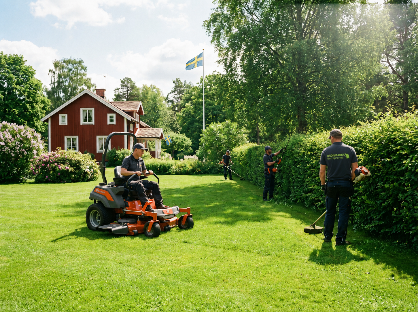 Brönmarks team utför grönyteskötsel