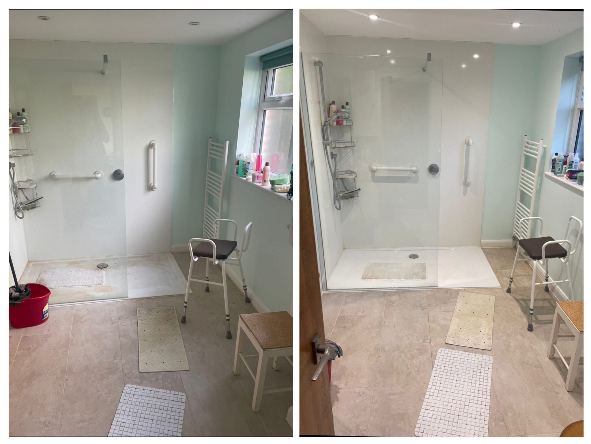 Professional bathroom cleaning results in Molesey - before and after builders cleaning
