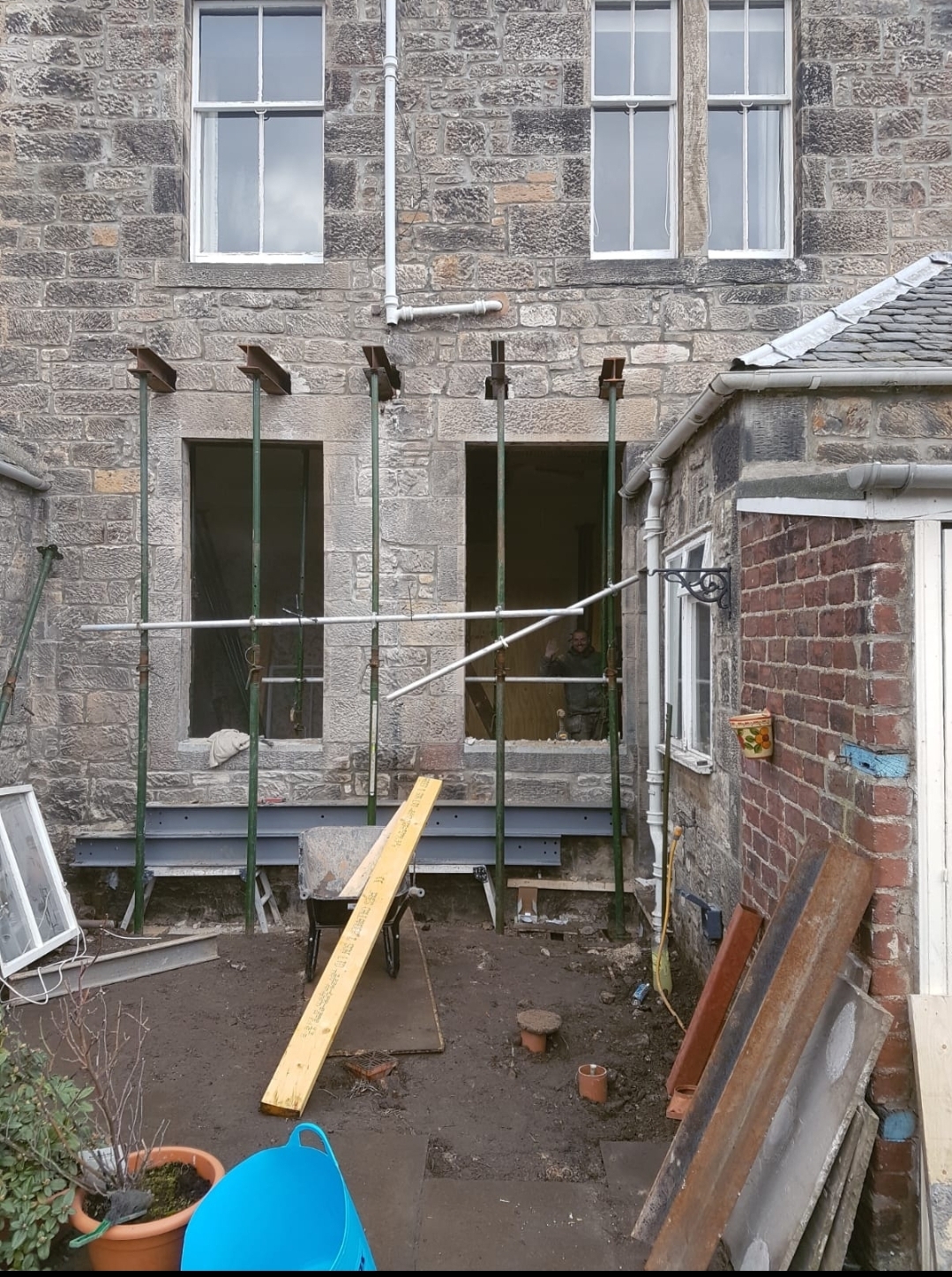 Large structural opening with acrow props