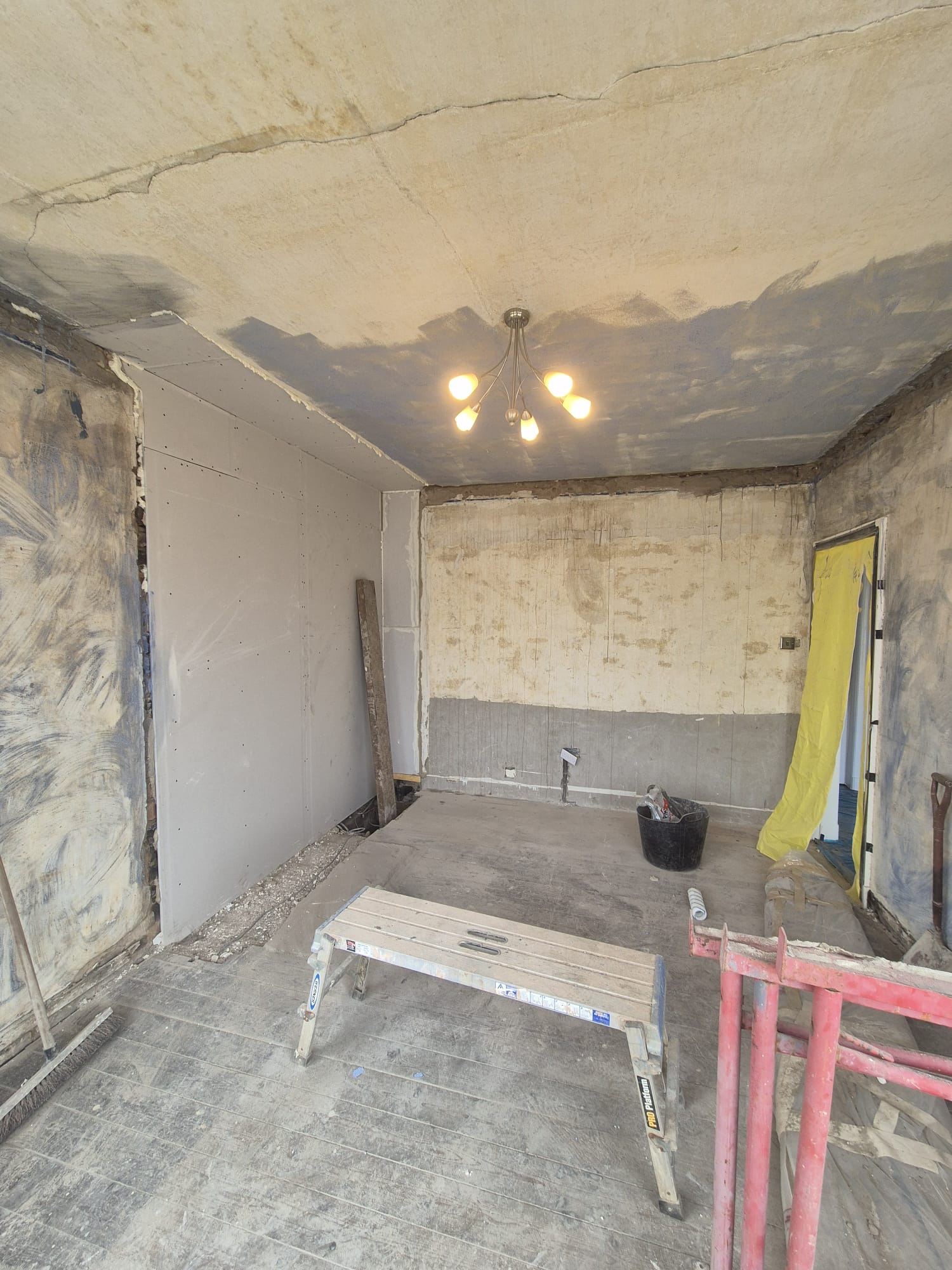 Room strip-out with plasterboard