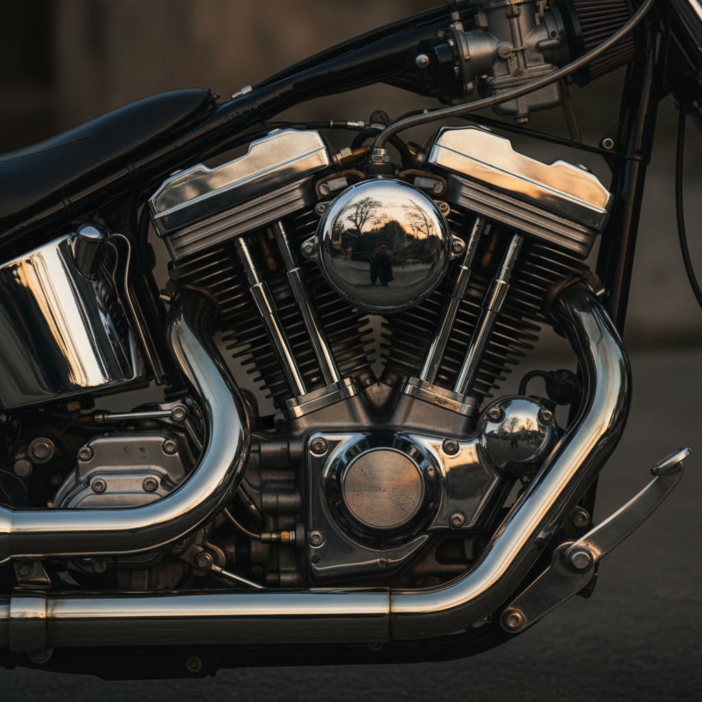Classic motorcycle engine detail
