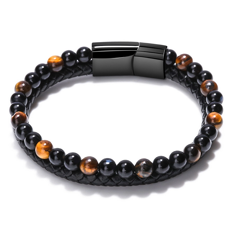 Tiger's Eye & Obsidian Bracelet