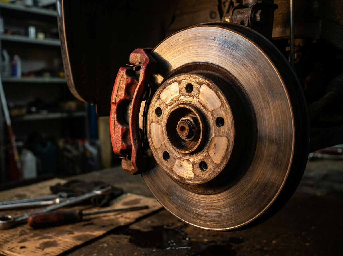 Brake disc and caliper close-up - Elite Motorworks