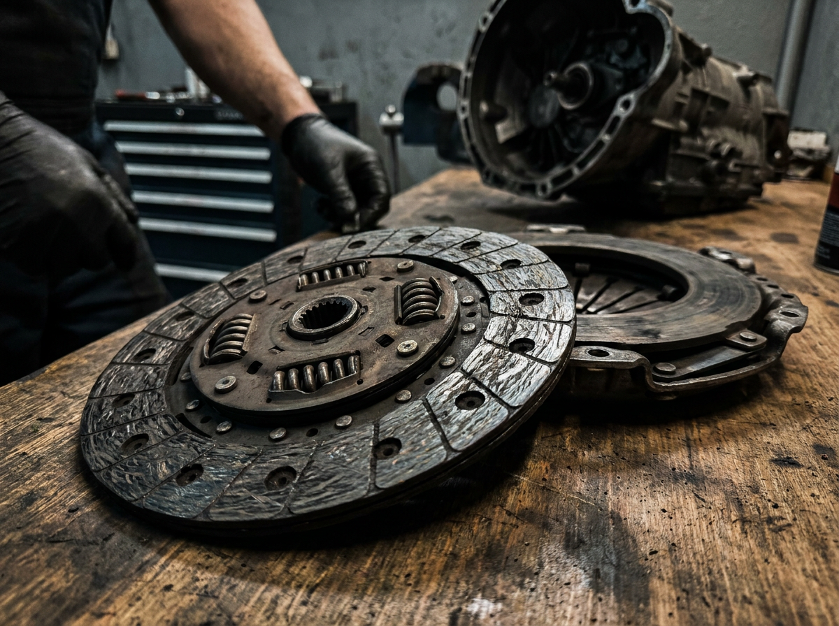 Worn clutch disc and pressure plate - Elite Motorworks