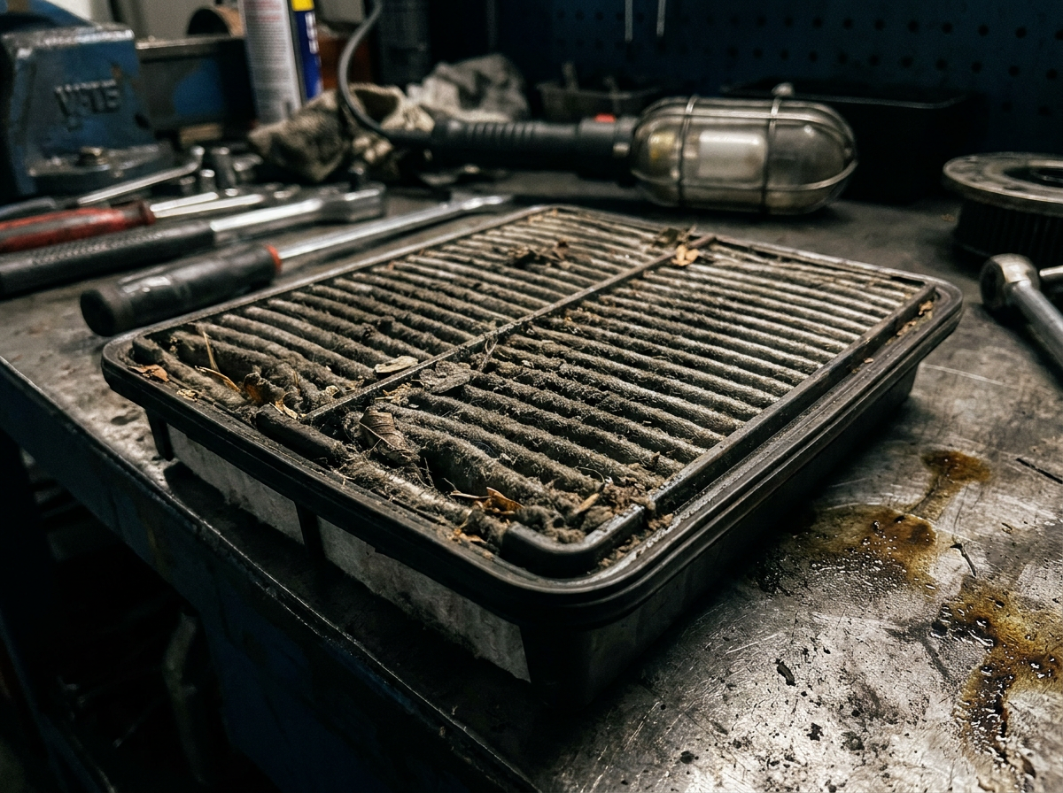 Air filter close-up on bench - Elite Motorworks