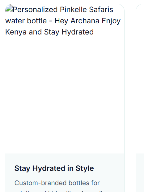 Personalized Pinkelle Safaris water bottle - Hey Archana Enjoy Kenya and Stay Hydrated