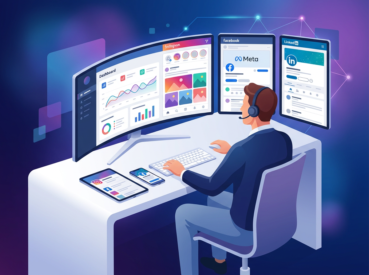 Social Media Manager arbejder