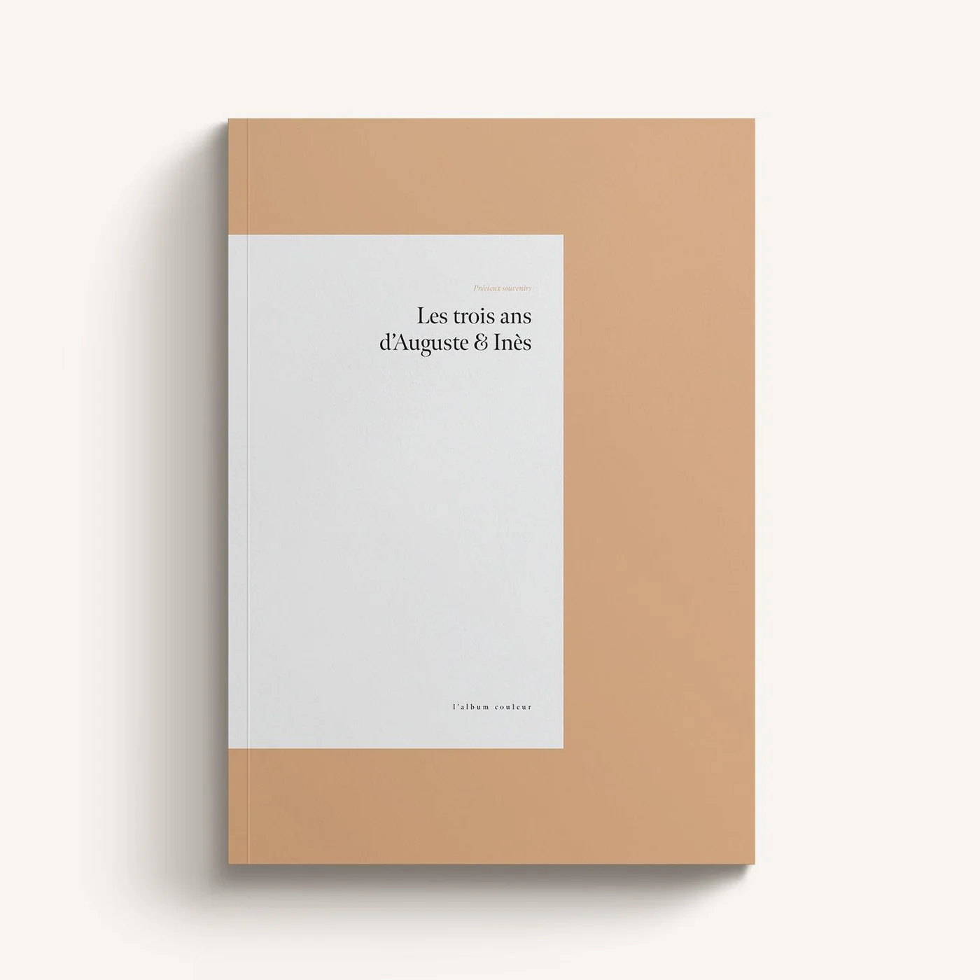 Color Photo Book — capa mocha com painel branco central