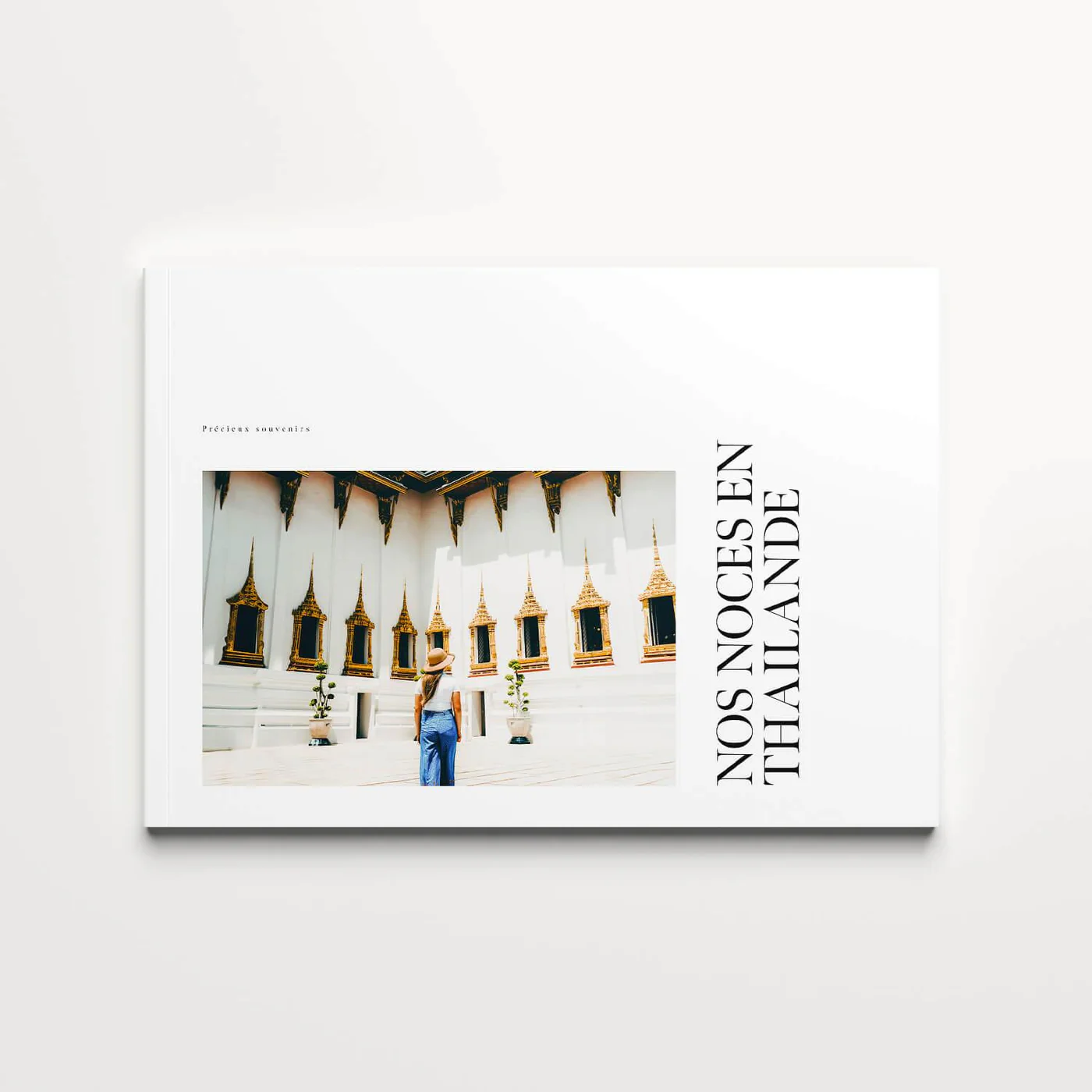 Modern Softcover — capa paisagem com título vertical, viagem Tailândia