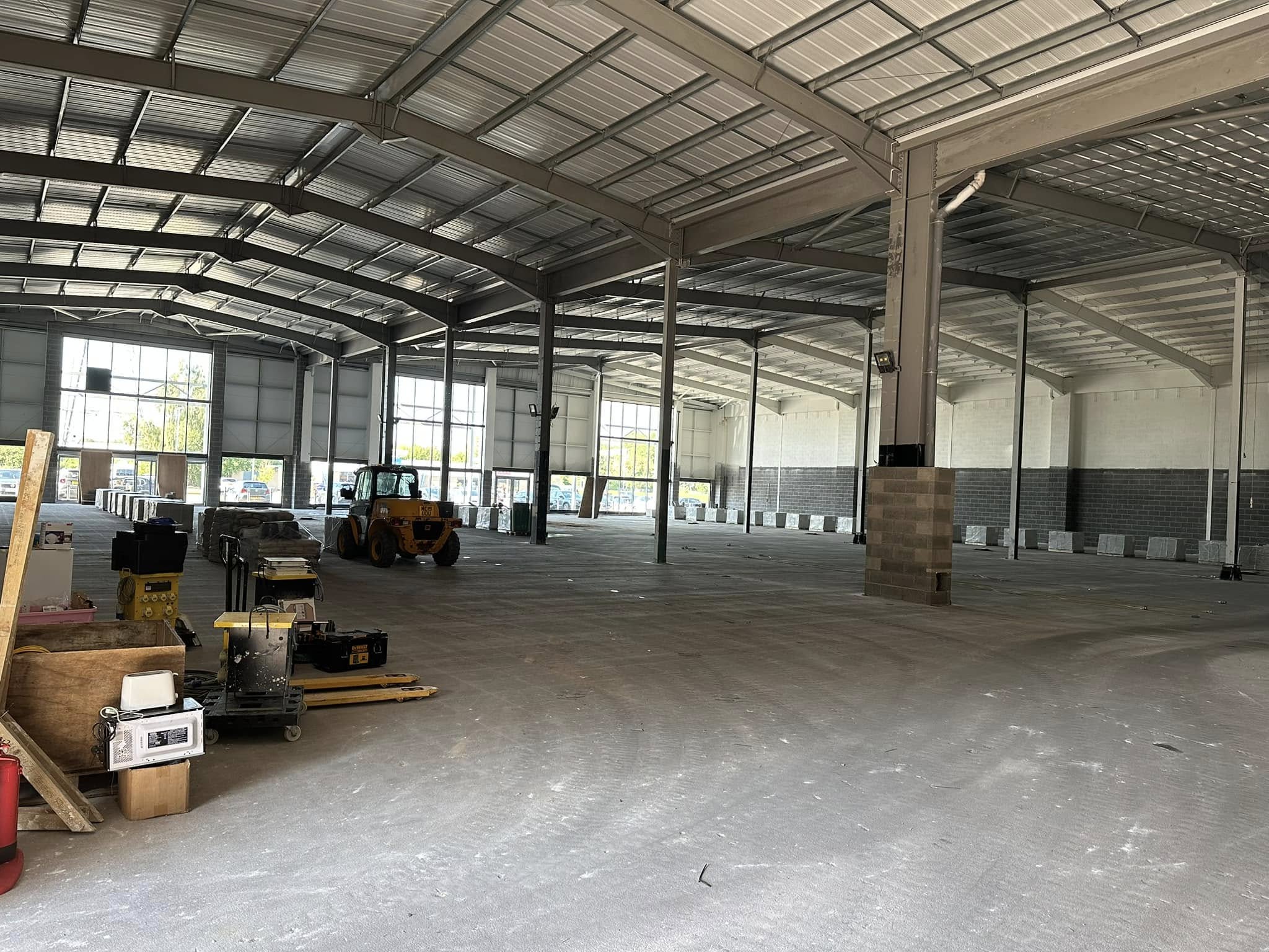 Large-scale industrial unit during electrical first fix