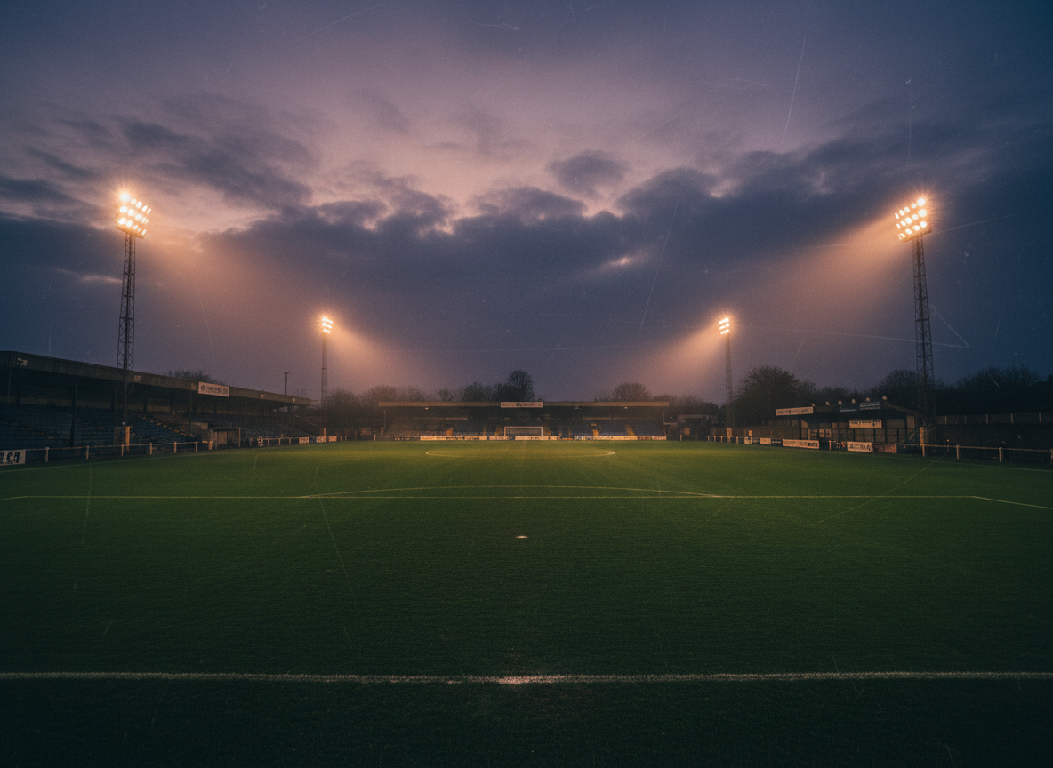 Football stadium at dusk