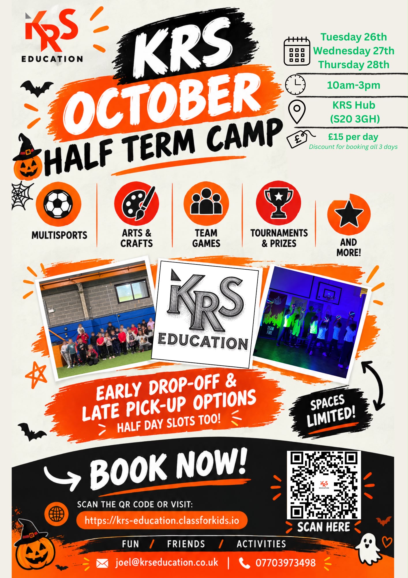 KRS October Half Term Camp at KRS Hub - Tuesday 26th, Wednesday 27th and Thursday 28th October, 10am to 3pm, £15 per day