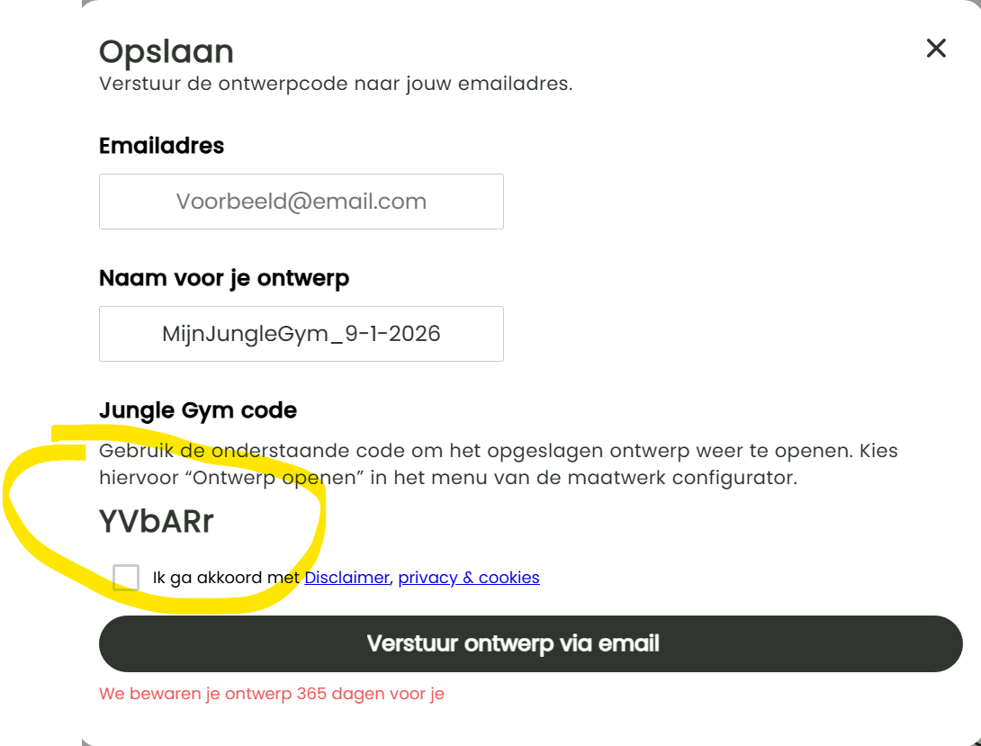 Voorbeeld Jungle Gym code