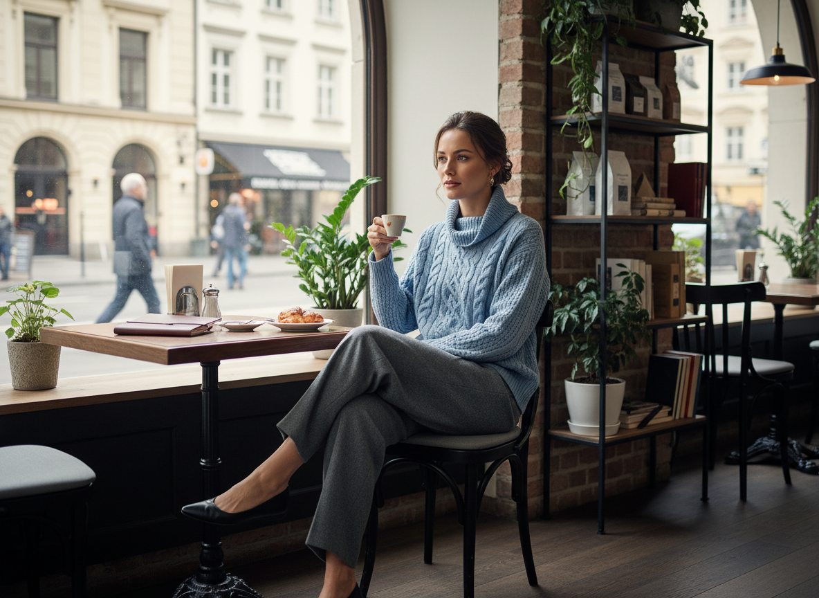 Smart-Casual - Icy Blue Knit, True Grey Trousers