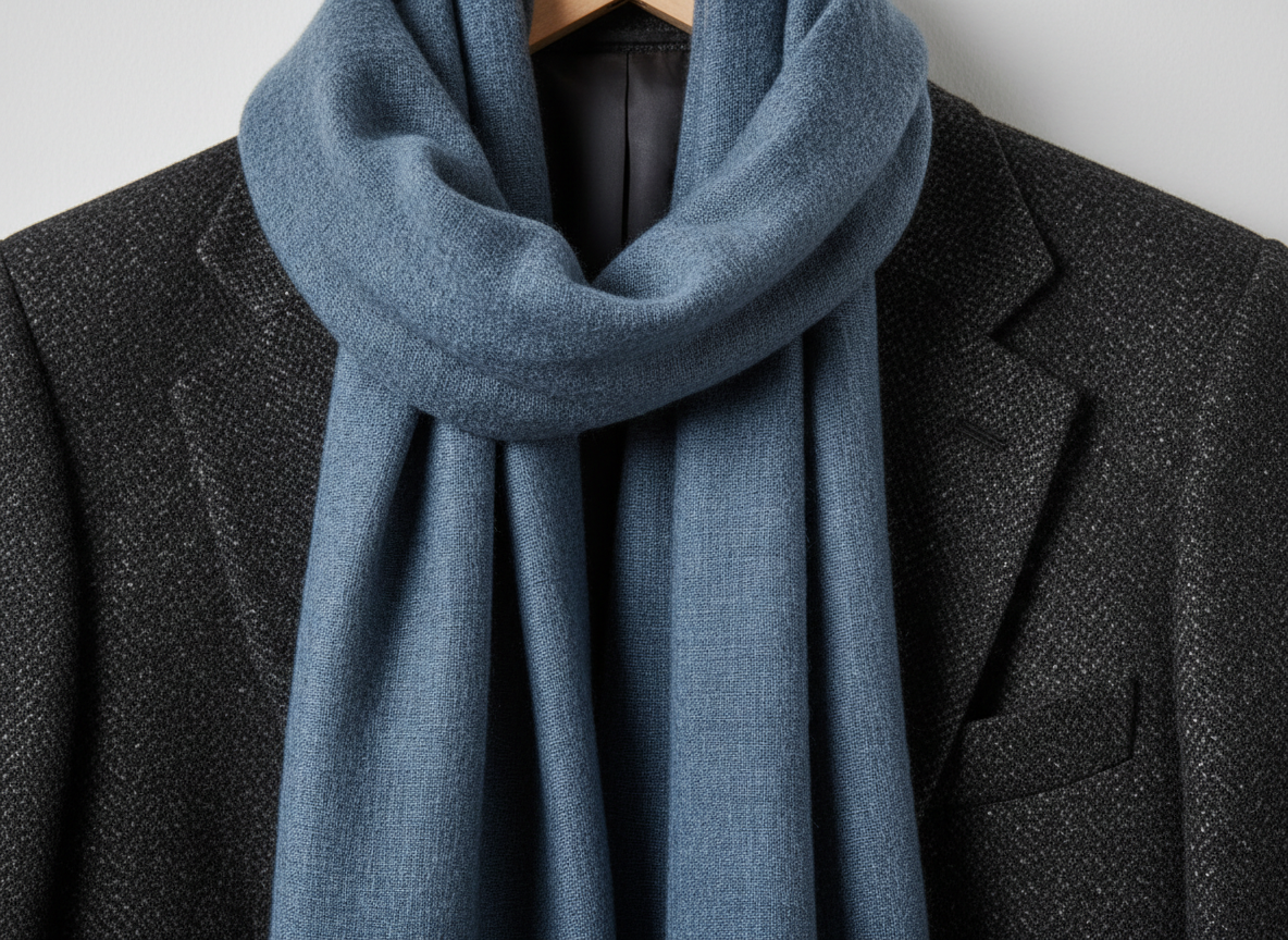 Accessories - Steel Blue Scarf & Charcoal Jacket