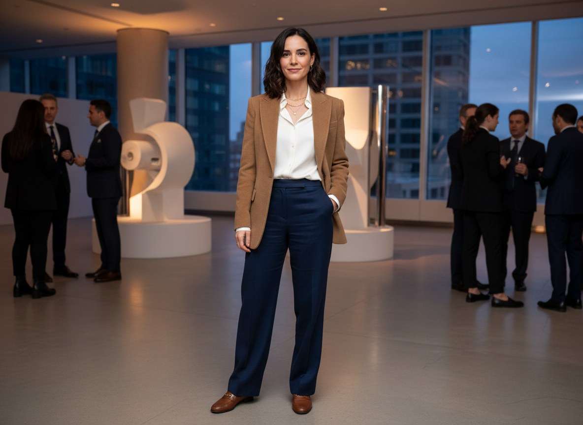 Formal - Tan Blazer, Navy Trousers