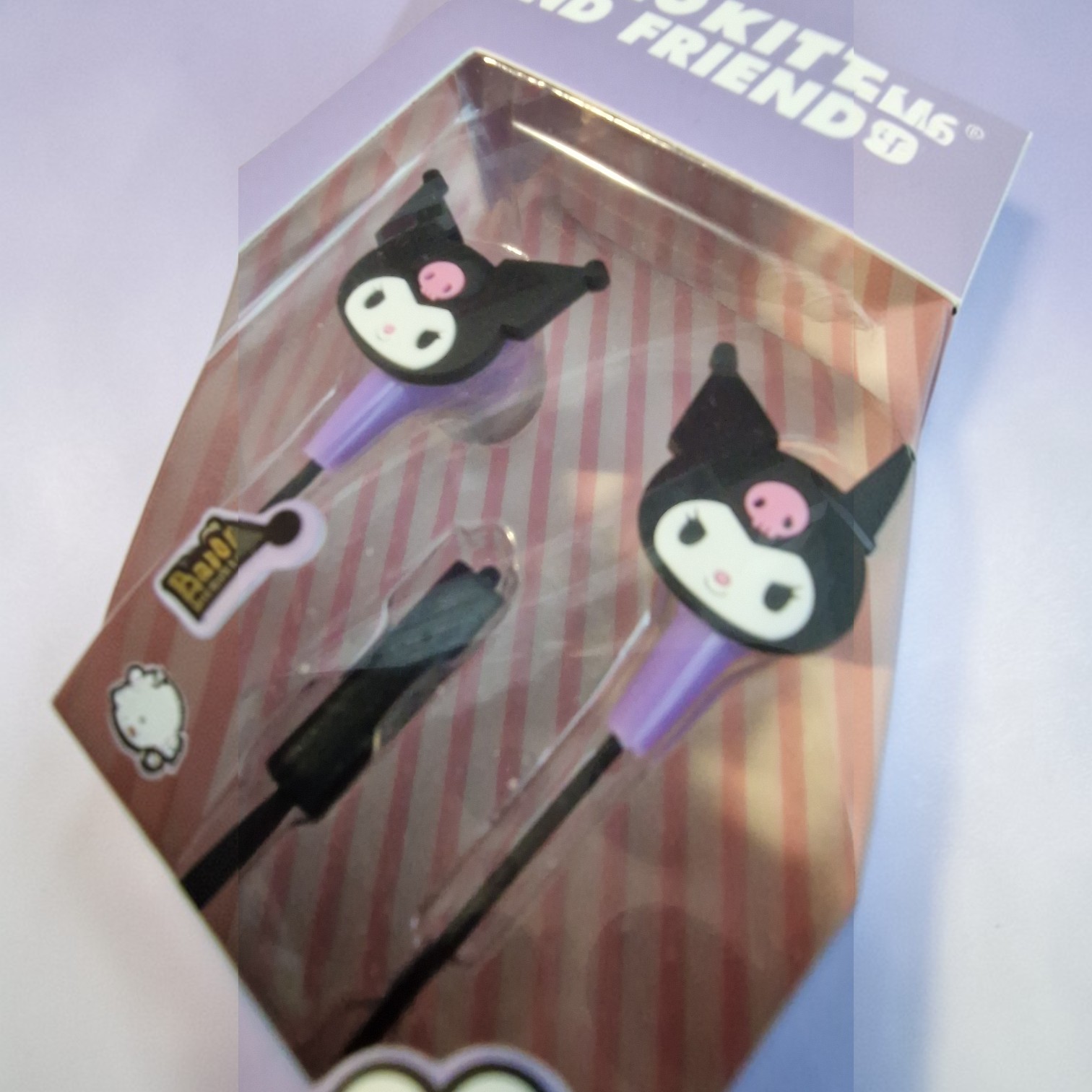 Kuromi Wired Earbuds Closeup