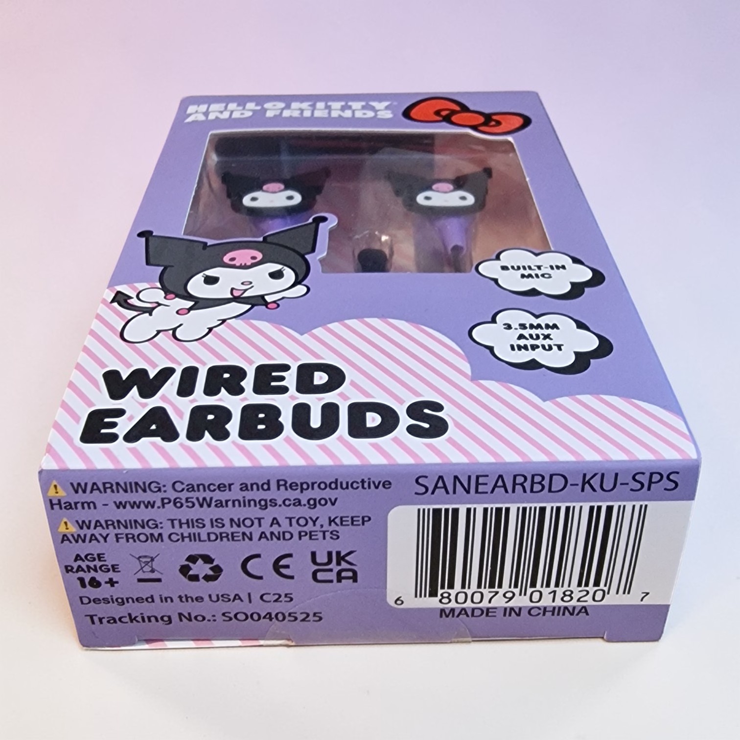 Kuromi Wired Earbuds Box Detail