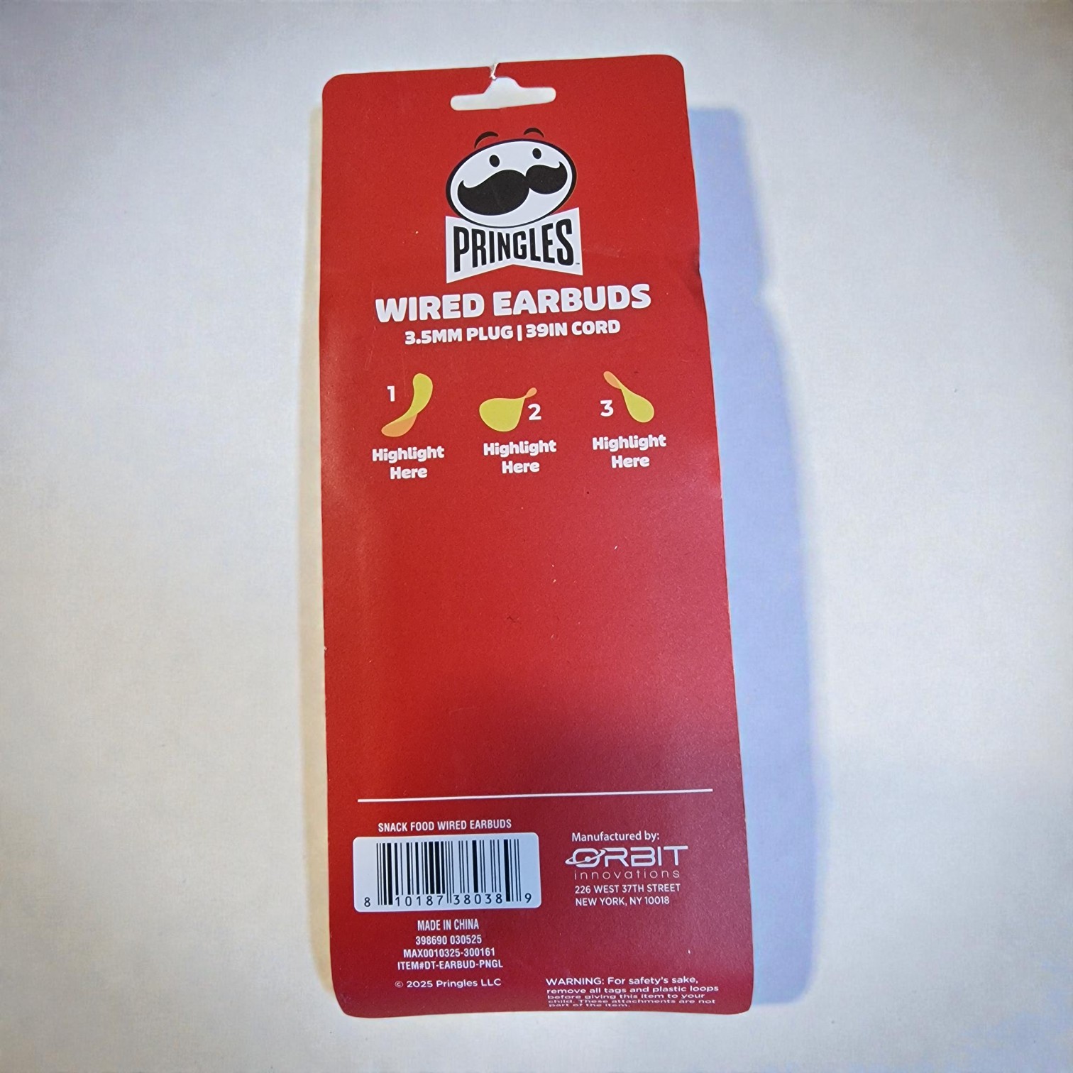 Pringles Wired Earbuds Back
