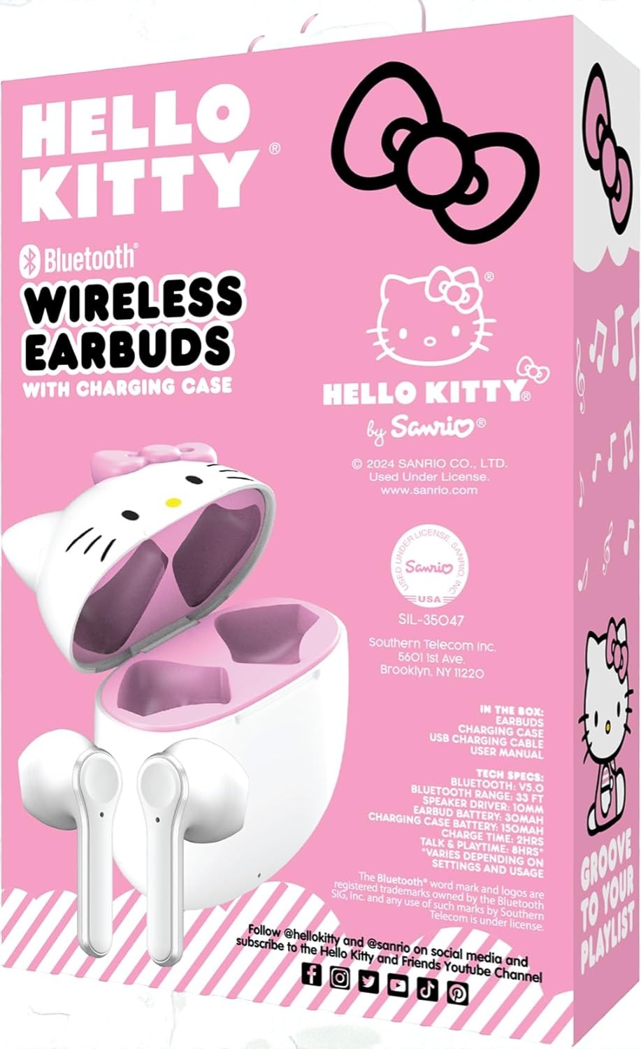 Hello Kitty Wireless Earbuds Specs/Back